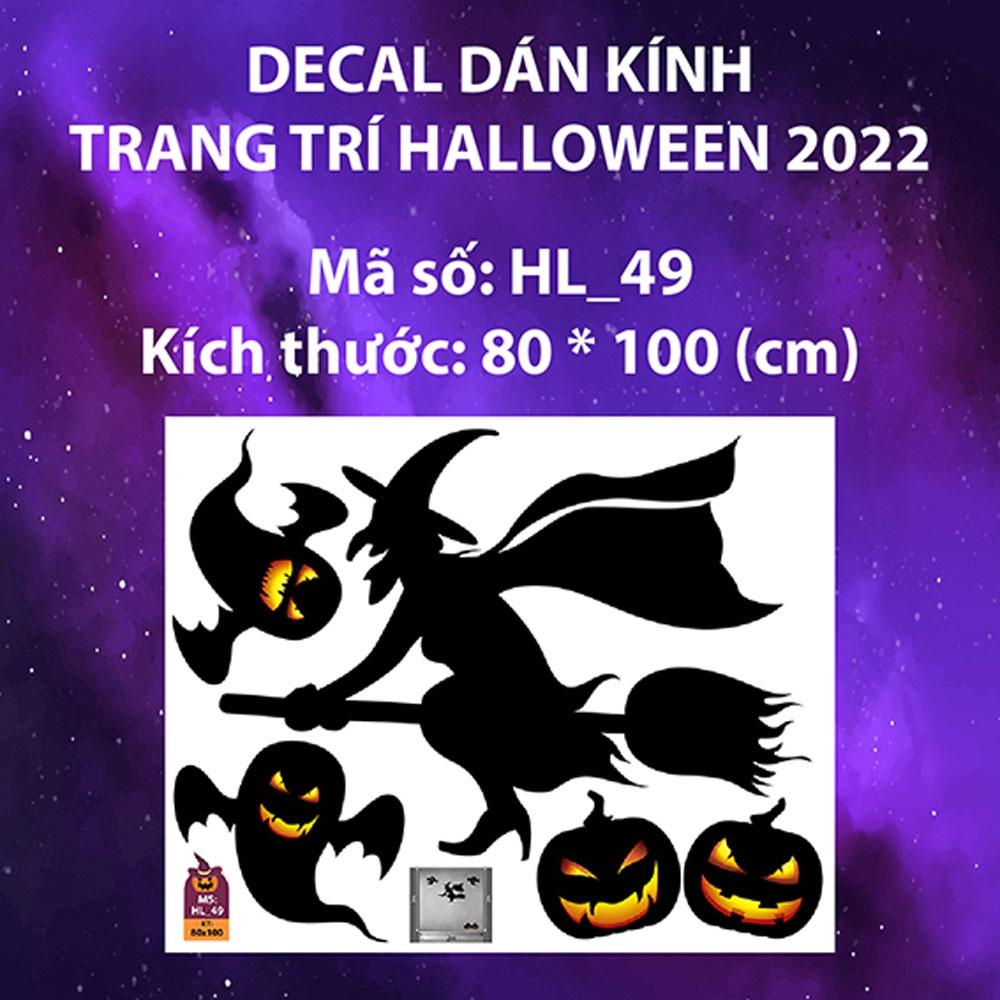 DECAL TRANG TRÍ HALLOWEEN 2022 COMBO PHÙ THỦY VÀ LÂU ĐÀI BÓNG ĐÊM