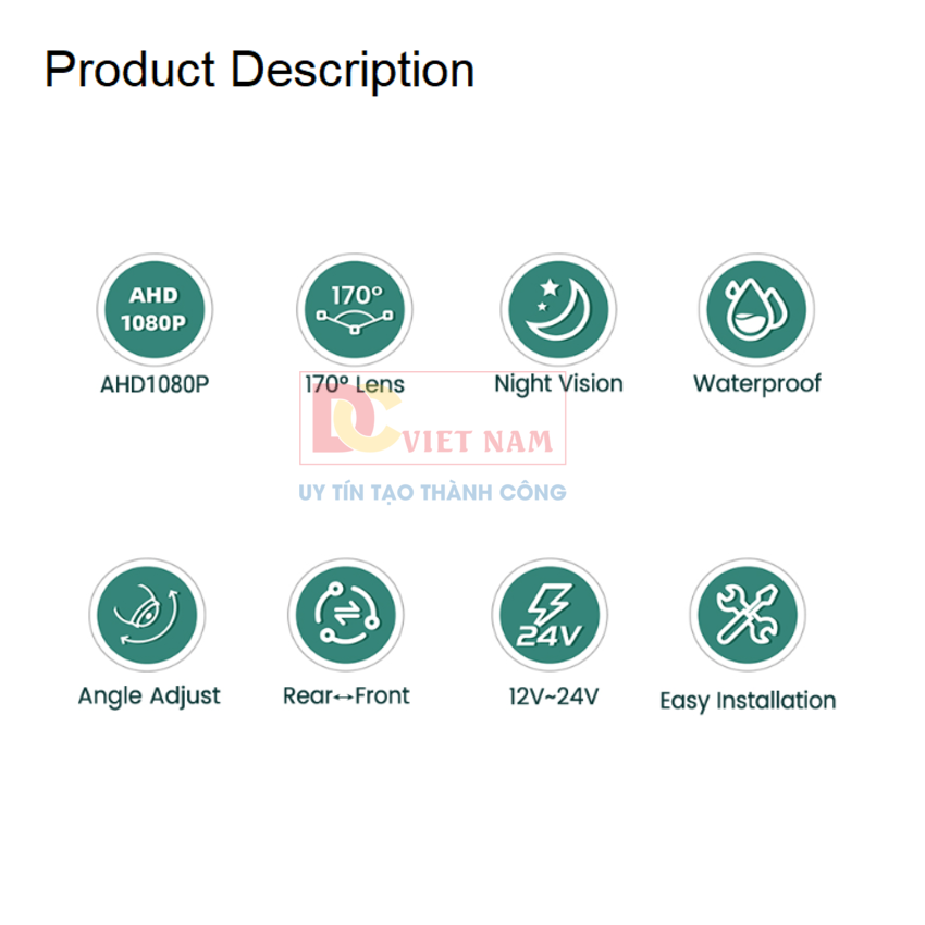 Camera tiến lùi ô tô GreenYi G999 chuẩn AHD 1080P xoay 360 độ cảm biến quang học, chống nước IP68