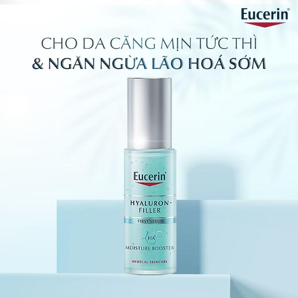 Eucerin Tinh Chất Cấp Ẩm &amp; Ngăn Ngừa Lão Hóa 30ml, Tặng Eucerin Xịt Dưỡng Ẩm Eucerin Aquaporin Active 50ml