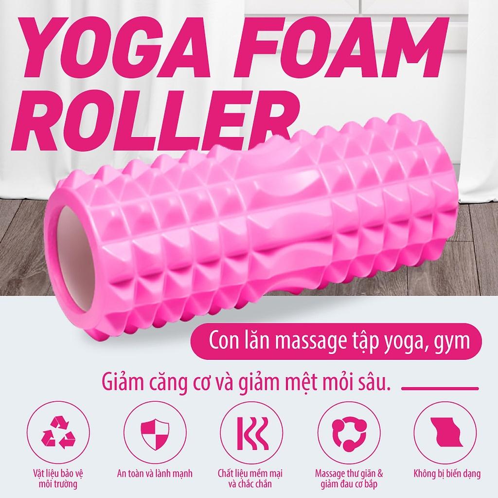 Con lăn Yoga Massage Foarm Roller, ống trụ lăn xốp thể thao giãn cơ có gai roam rollet cao cấp - Chính hãng DoDoDios