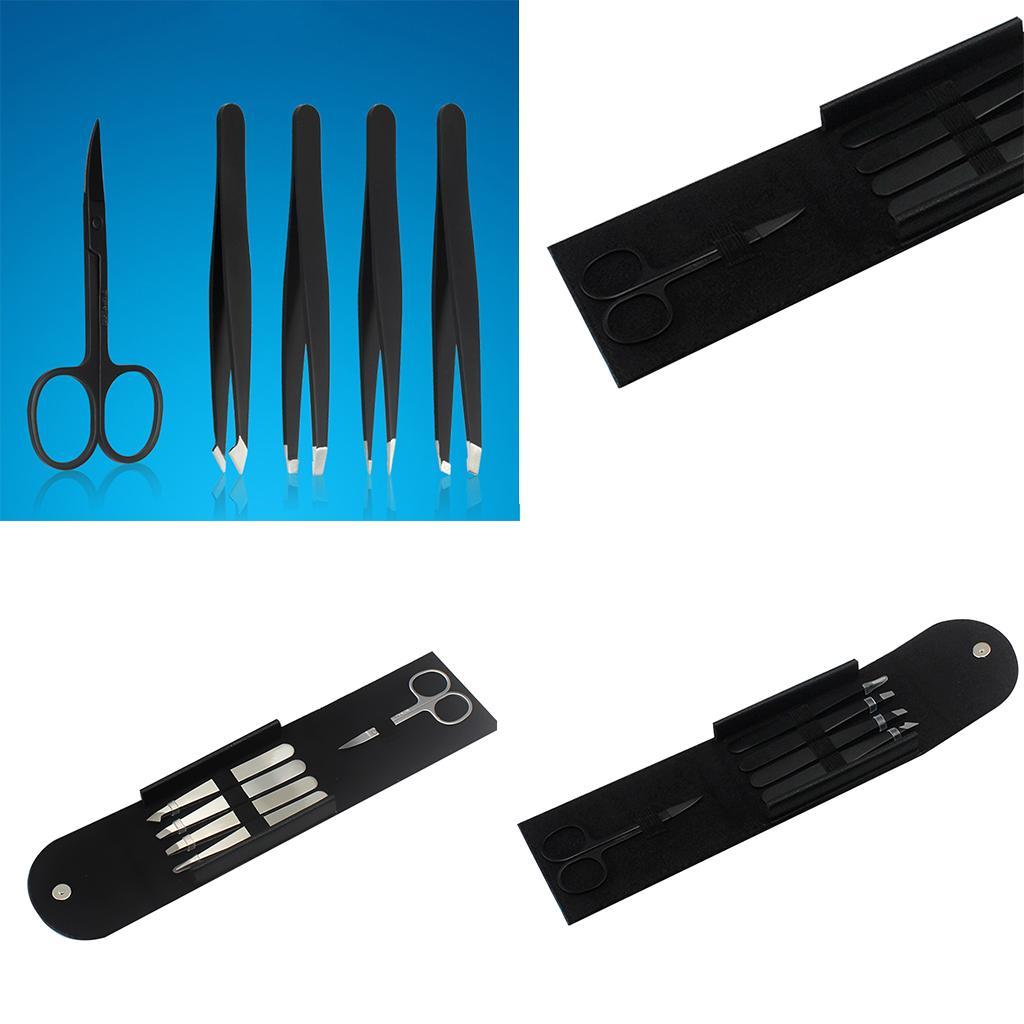 5x Stainless Tweezer Scissors Eyelash Clip Nose Face Ingrown Hair Removal