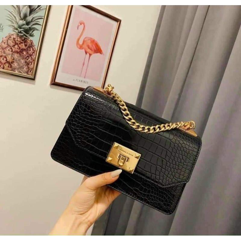 TÚI ĐEO CHÉO NỮ DA VÂN RẮN KHOÁ GẬP