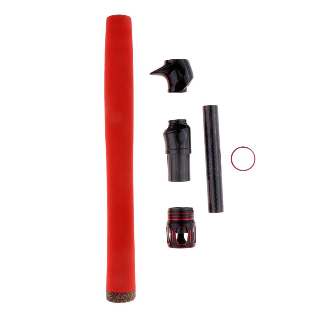 Fishing Rod Handle Grip and Reel Seat EVA Handle Split Grip w/ 2 Carbon Tube