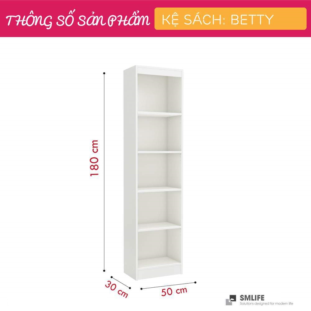 Kệ sách gỗ hiện đại SMLIFE Betty  | Gỗ MDF dày 17mm chống ẩm | D50xR30xC180cm