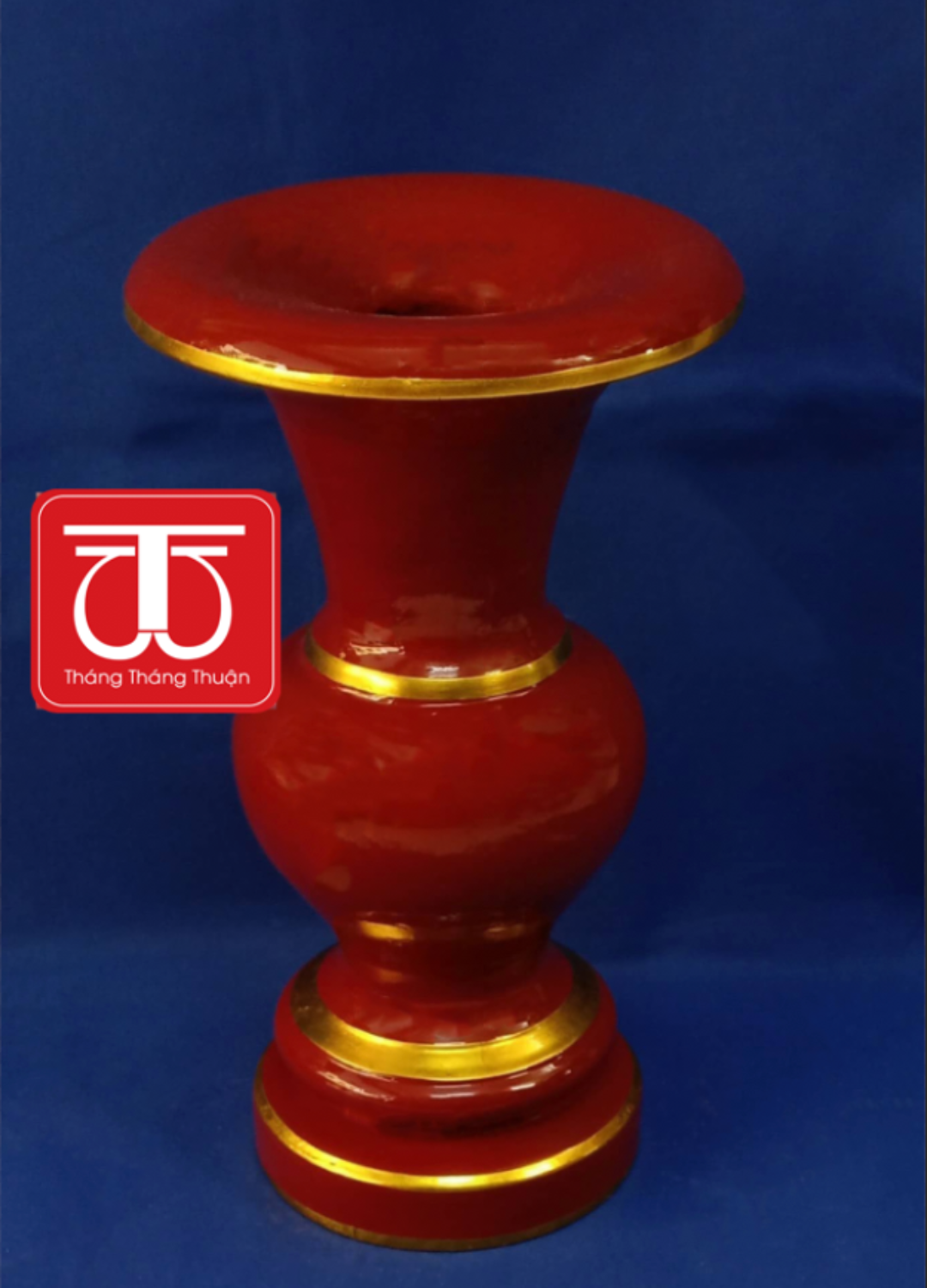 LỌ HOA GỖ SƠN SON THẾP VÀNG CAO29CM