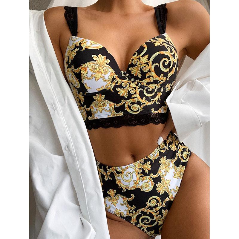 Đẩy Lên Bikini 2021 Bộ Bikini Cao Cấp Đồ Bơi Nữ ĐầM Nữ Bơi Áo Tắm In Hình Biquini Bikini Bộ