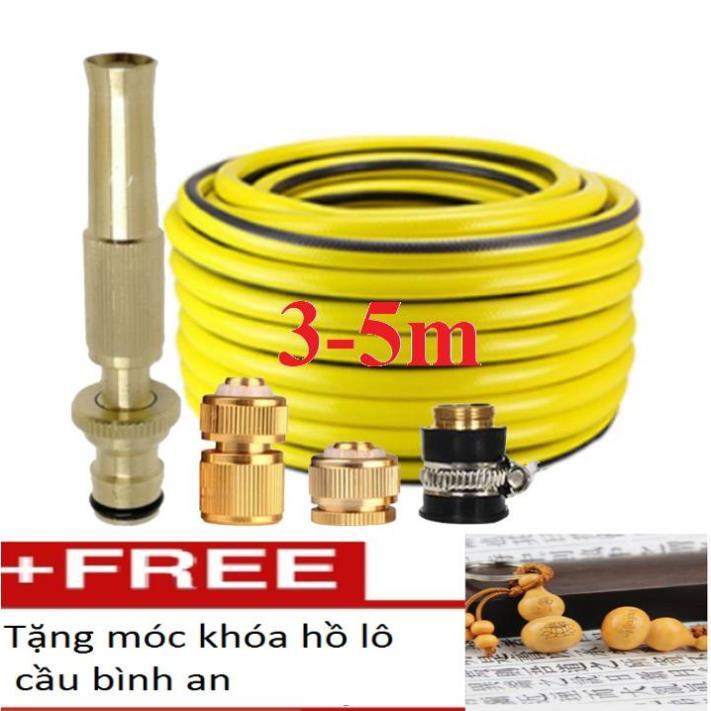 Bộ dây vòi xịt nước rửa xe,tưới cây .tăng áp 3 lần,loại 3m, 5m 206587 đầu đồng,cút đồng,nối đồng+tặng móc khoá