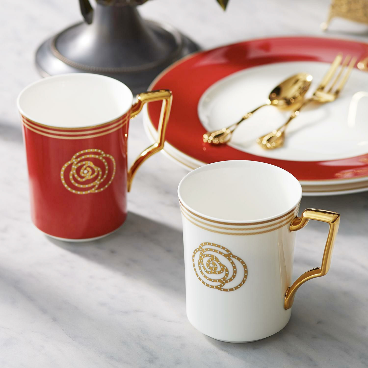 Cốc uống nước/ Cốc uống cà phê Noritake dòng AIDAN GOLD sứ xương cao cấp