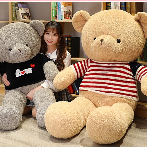 Gấu bông teddy lông xù mặc áo len đáng yêu - Size từ 60cm đến 1m1 - Quà tặng teddy lông xù mỳ nhồi bông siêu to khổng lồ