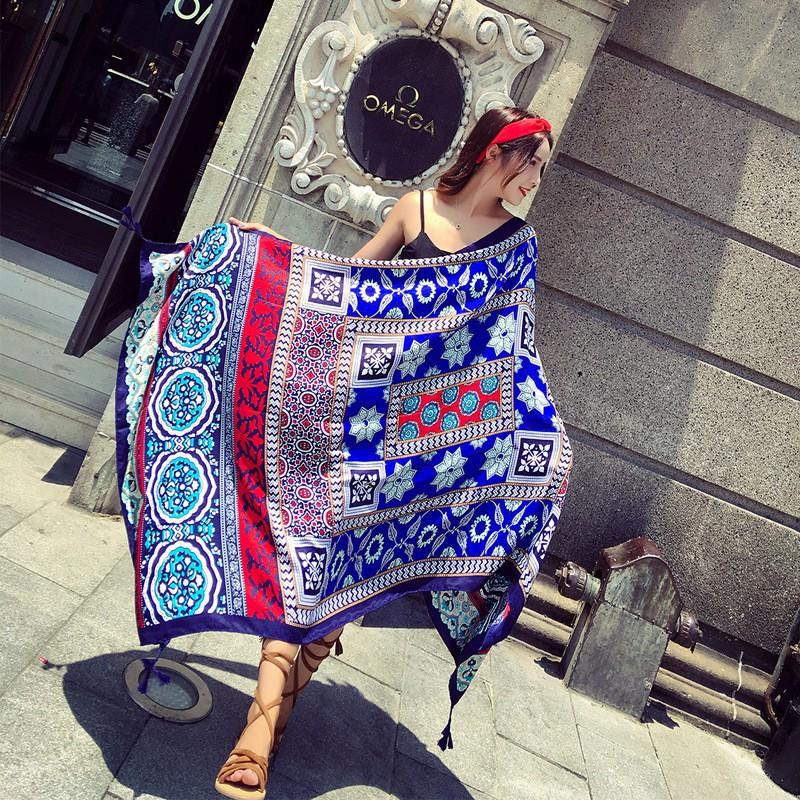 Khăn Choàng Quàng Cổ Boho Họa Tiết Tế Bào Thổ Cẩm - Chất Liệu Cotton - Size:90x180cm - Mã KC002
