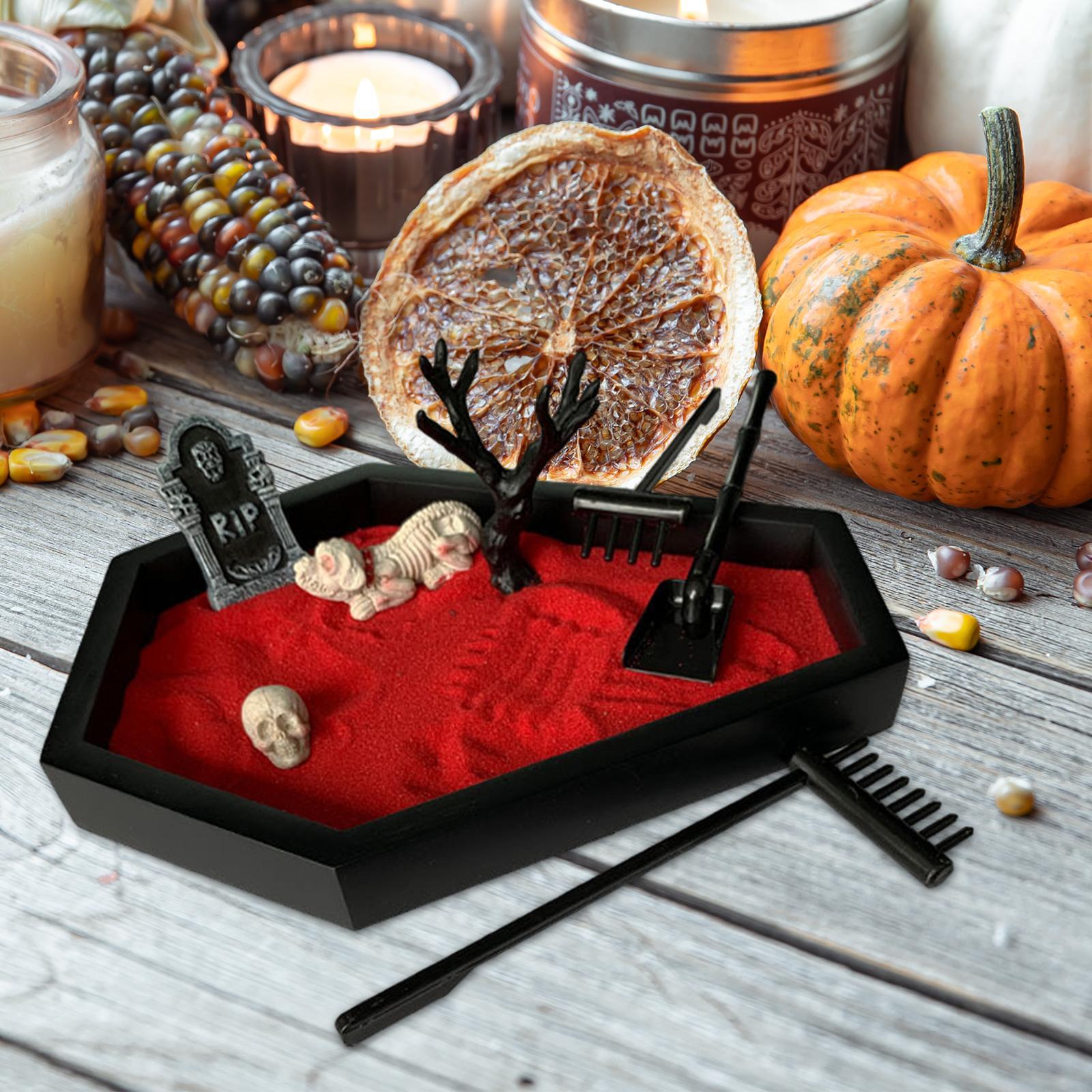 Tray Garden with Sand Spooky Goth Halloween Decor for Tables Desk Home