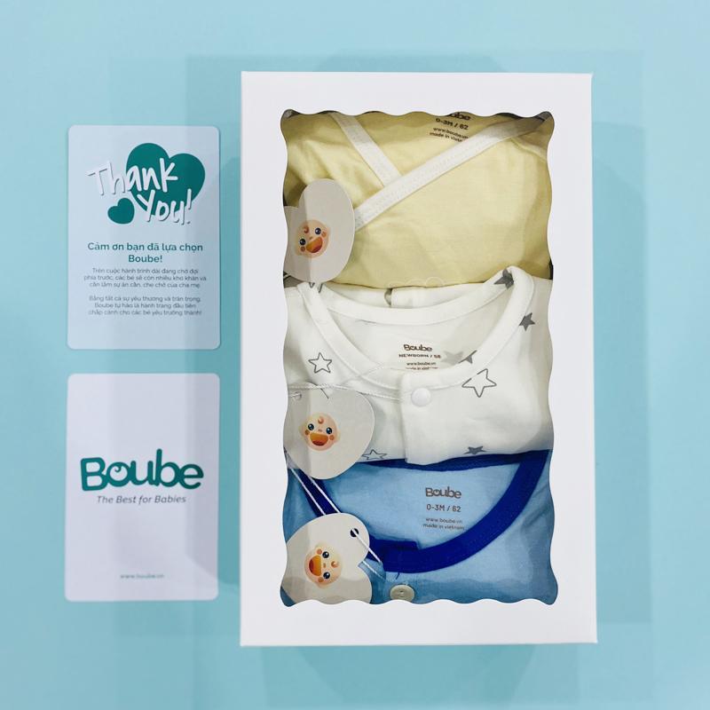 Combo quà tặng sơ sinh cho bé Boube - Chất liệu petit mềm mịn, thoáng mát - Size Newborn cho các bé dưới 6.5kg