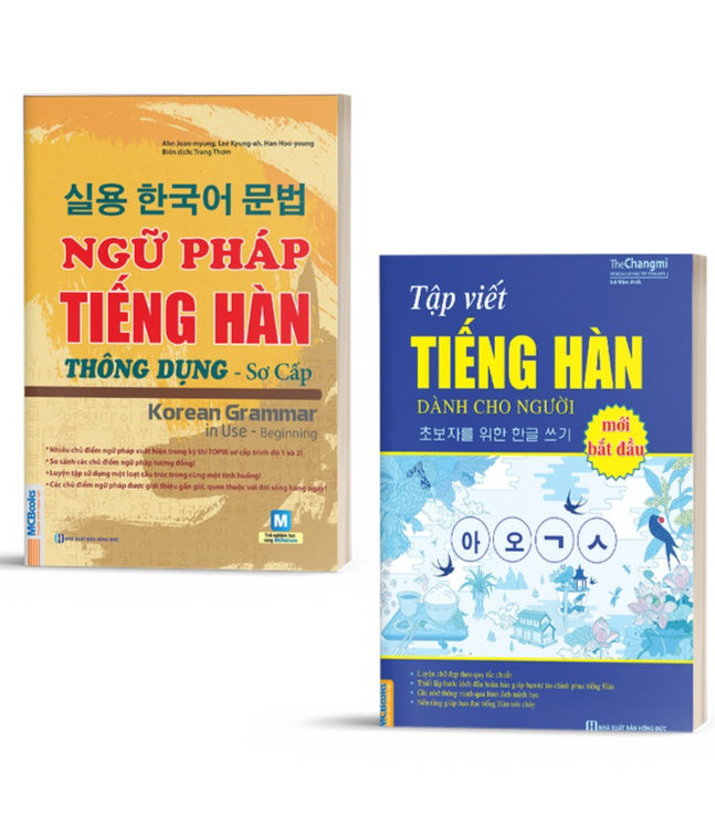 Combo Ngữ pháp tiếng Hàn thông dụng  và Tập Viết Tiếng Hàn Dành Cho Người Mới Bắt Đầu - Học kèm App online