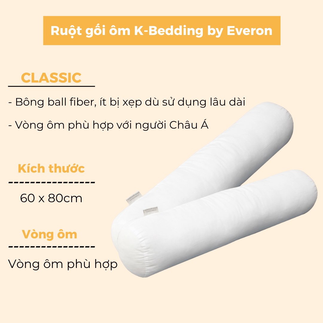 Ruột gối ôm K-Bedding by Everon - Trắng 