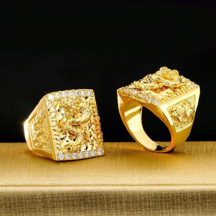 01 Nhẫn Nam Chạm Rồng Mạ Vàng 18K