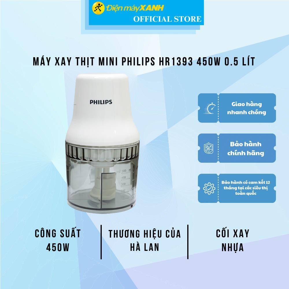 Máy xay thịt mini Philips HR1393 450W 0.5 lít - Hàng Chính Hãng