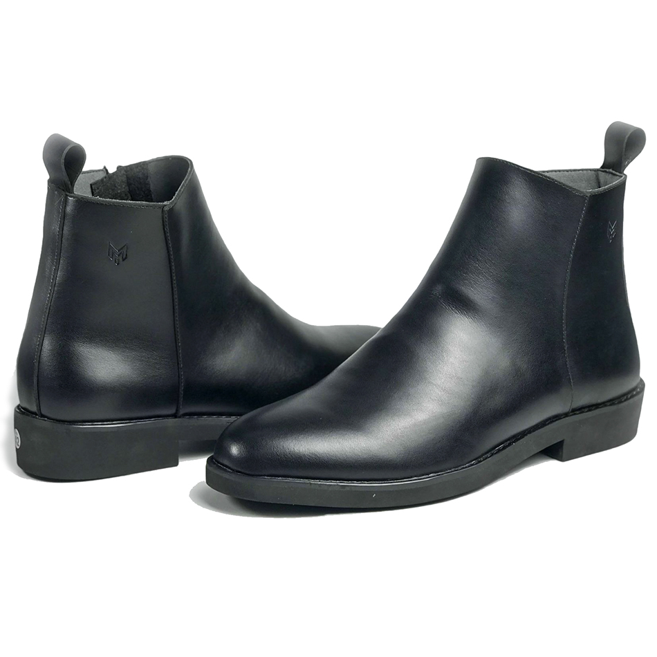 Giày Chelsea Zip Boots MAD Black cao cổ nam da bò cao cấp giao hàng toàn quốc giá rẻ