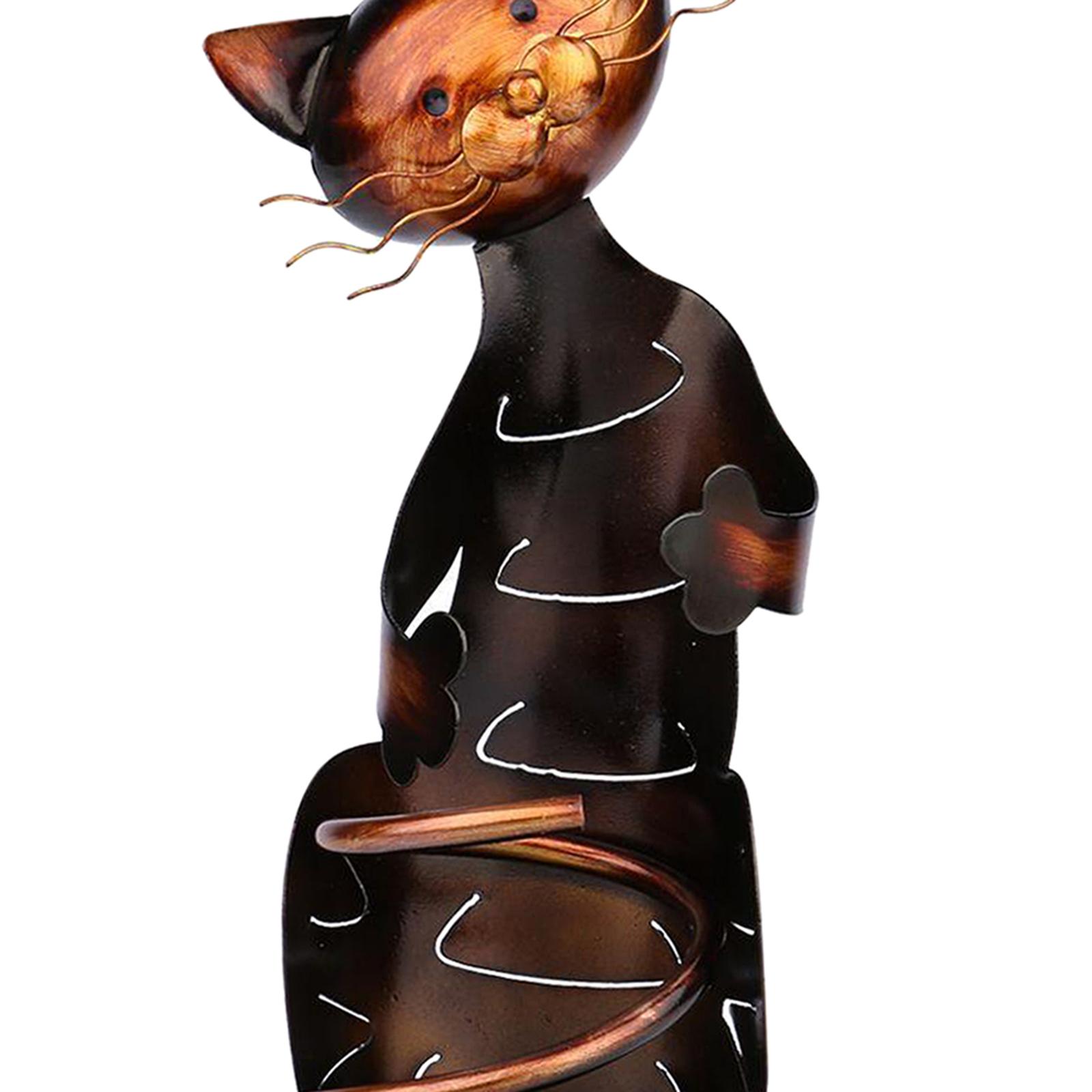 Vintage Wine Holder Wine Rack Wine Shelf Metal Sculpture Crafts Cat Animal Gifts Home Bar Kitchen Tabletop Decorations