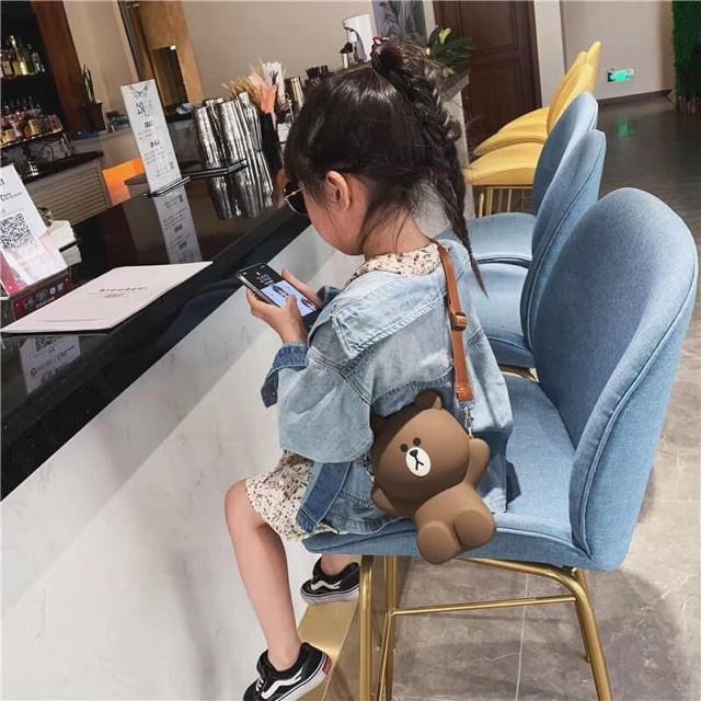 TÚI GẤU NÂU SILICON SIÊU DỄ THƯƠNG 2 DÂY