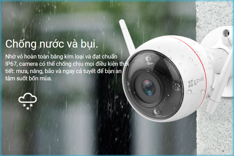 CAMERA WIFI NGOÀI TRỜI EZVIZ C3W 1080P CÓ ĐÈN CÒI BÁO ĐỘNG, ĐÀM THOẠI 2 CHIỀU - HÀNG CHÍNH HÃNG