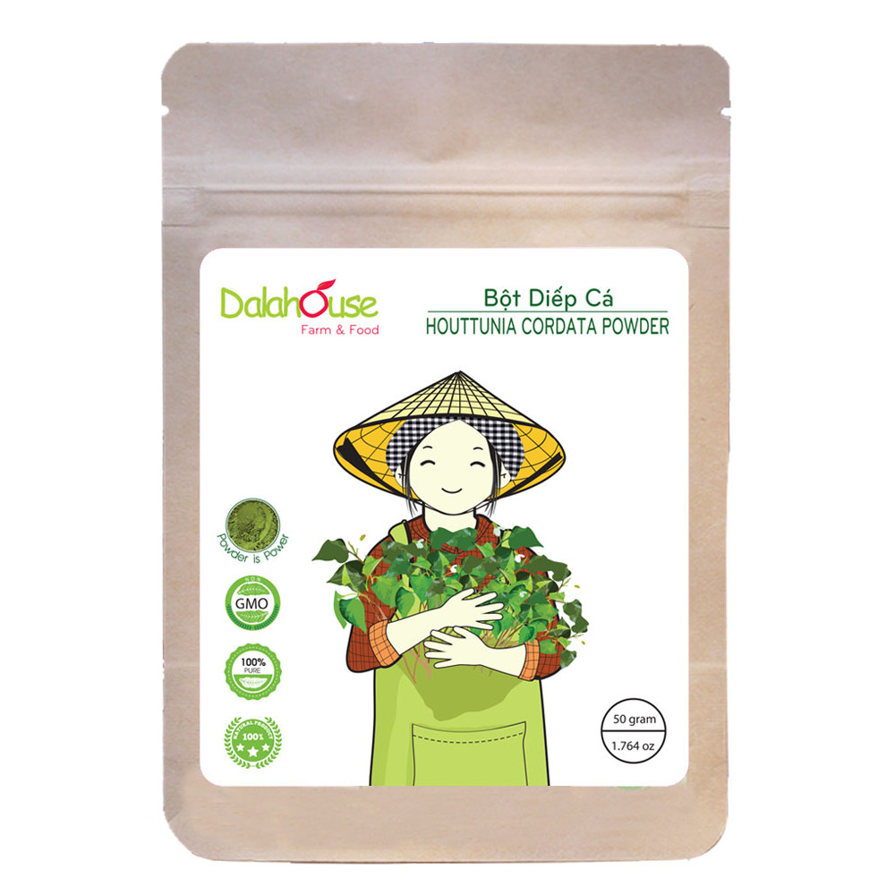 Bột Diếp Cá Nguyên Chất Sấy Lạnh DalaHouse 50g - Hỗ trợ bệnh Trĩ kháng Viêm Tiêu hóa tốt - Nguyên liệu nấu cháo súp