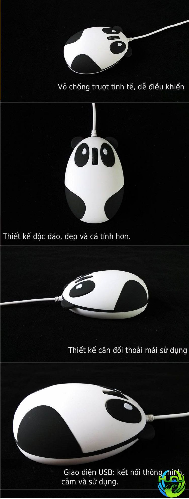 chuột máy tính có dây mini panda Huqu