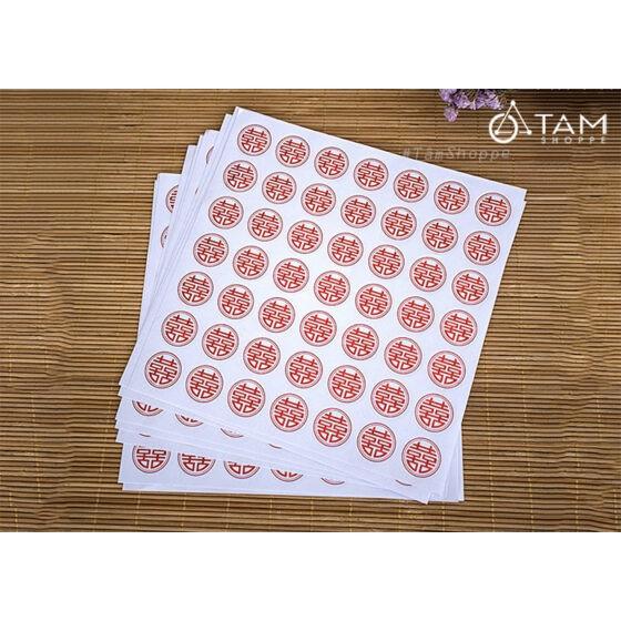 Set 196 tem dán chữ Hỷ nền trong suốt tròn ĐK2cm