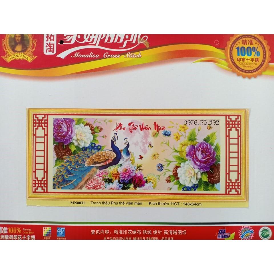 Tranh thêu chữ thập Phu Thê Viên Mãn I 148x64cm I  MN0031