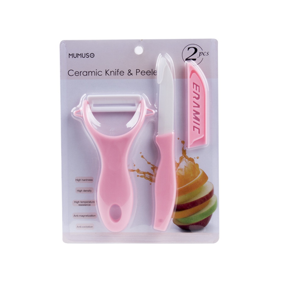 Bộ Dao nạo củ quả lưỡi xoay + Dao sứ Hàn Quốc MKF017 - Hàng Chính Hãng