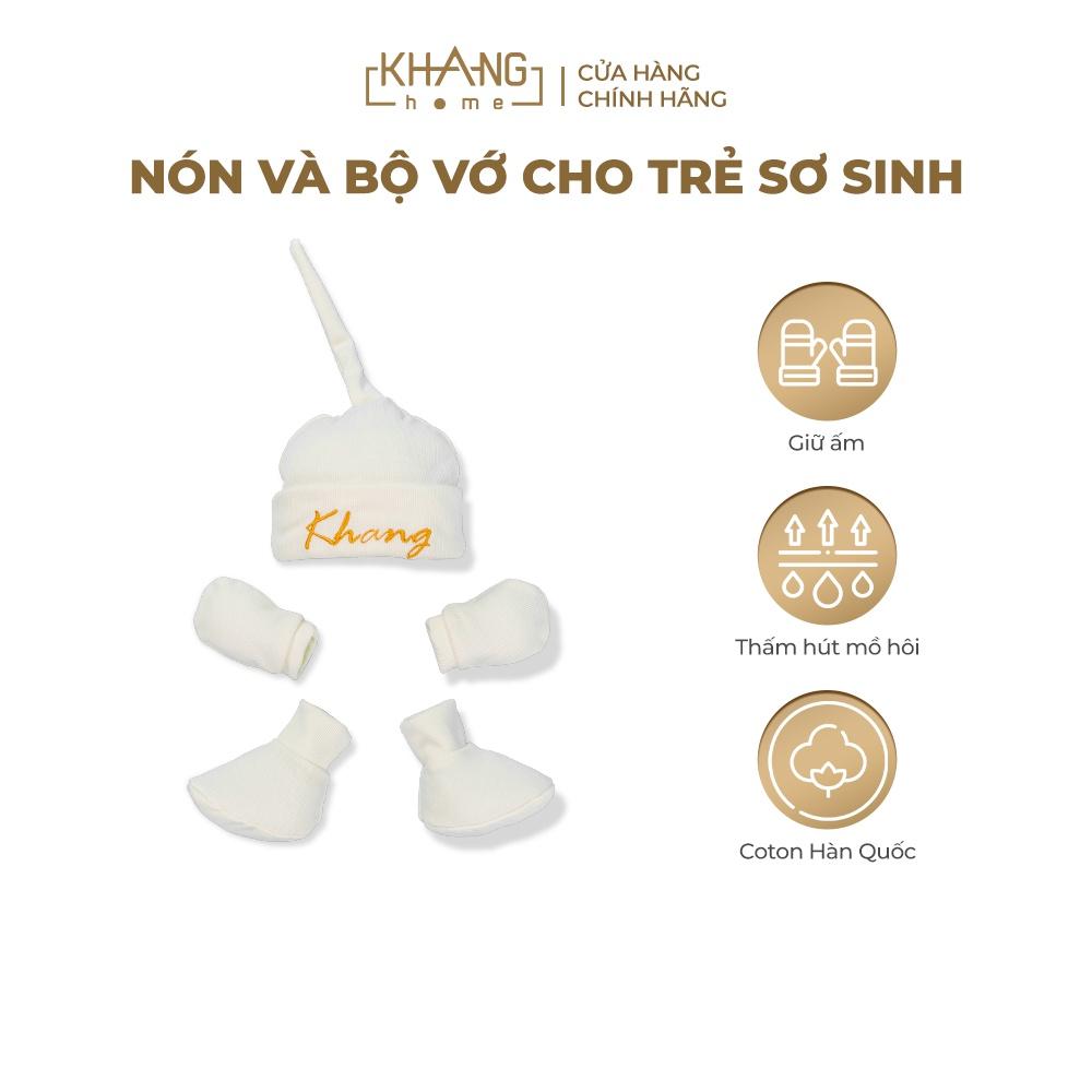 Nón Và Bộ Vớ Cho Trẻ Sơ Sinh Khang Home - Vải Waffle An Toàn Cho Da, Thấm Hút Và Giữ Nhiệt Tốt