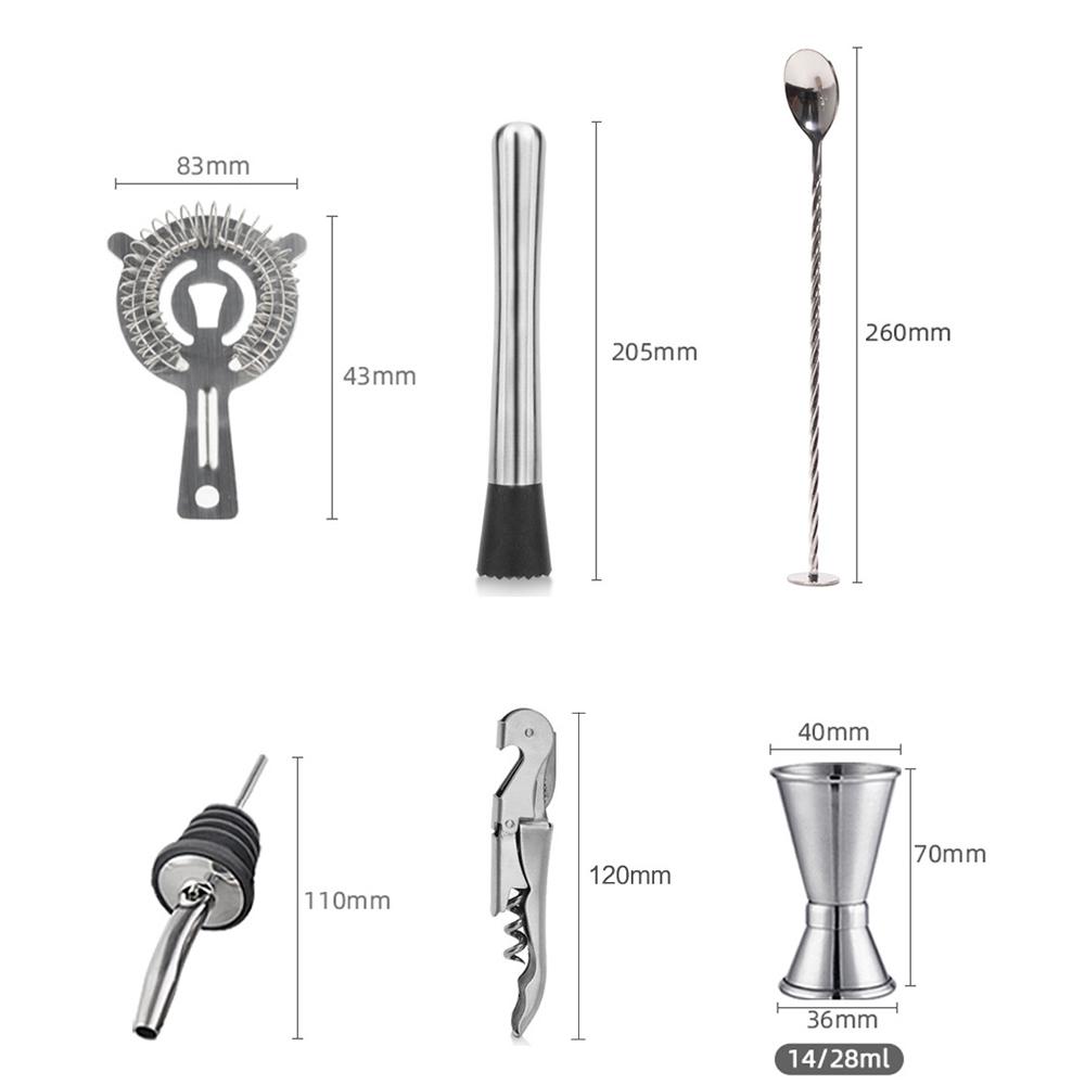Bộ dụng cụ pha chế cocktail 10 món bằng thép không gỉ