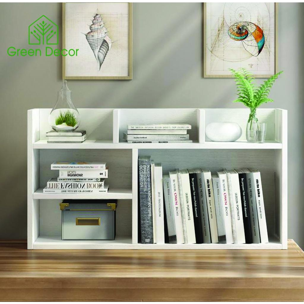 Kệ sách treo tường, kệ sách mini để bàn cao cấp chất liệu gỗ nhựa chịu lực - Green Decor