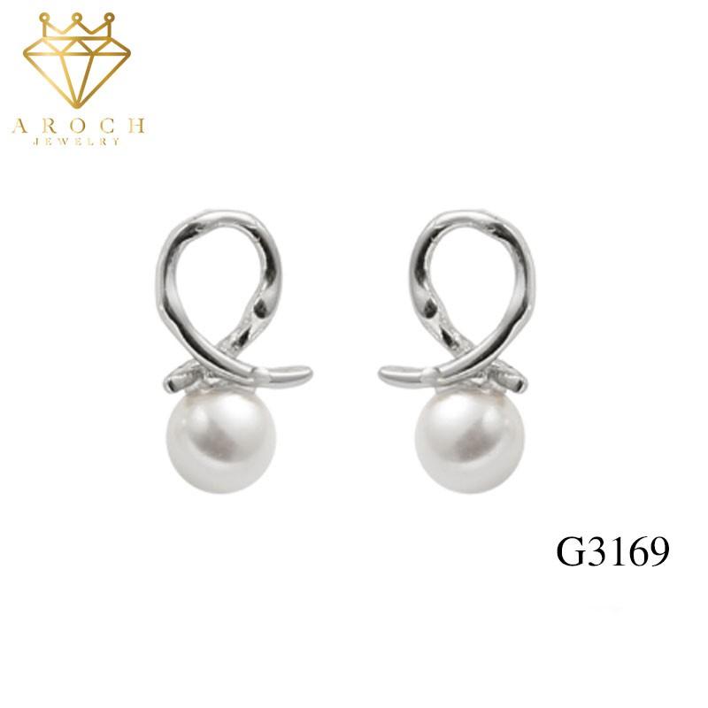 Khuyên tai bạc Ý trái tim đính ngọc G3109 - AROCH Jewelry