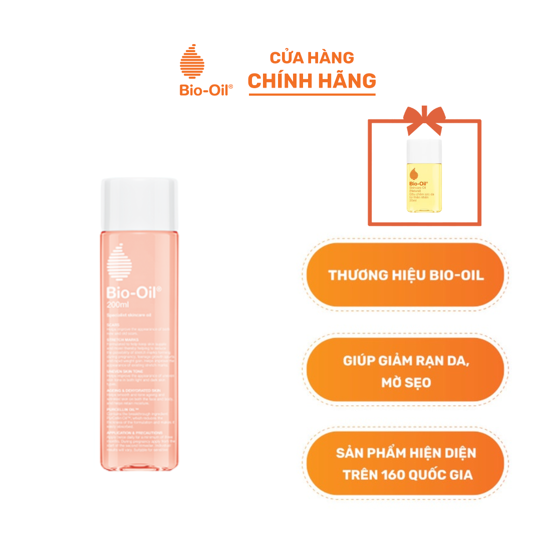 [CHÍNH HÃNG] - Bio Oil Skin Care 200ML+ Bio Oil Skincare Natural 25ML - Dầu Chăm Sóc Da Bio-Oil Giảm Rạn Da, Mờ Sẹo, Đều Màu Da