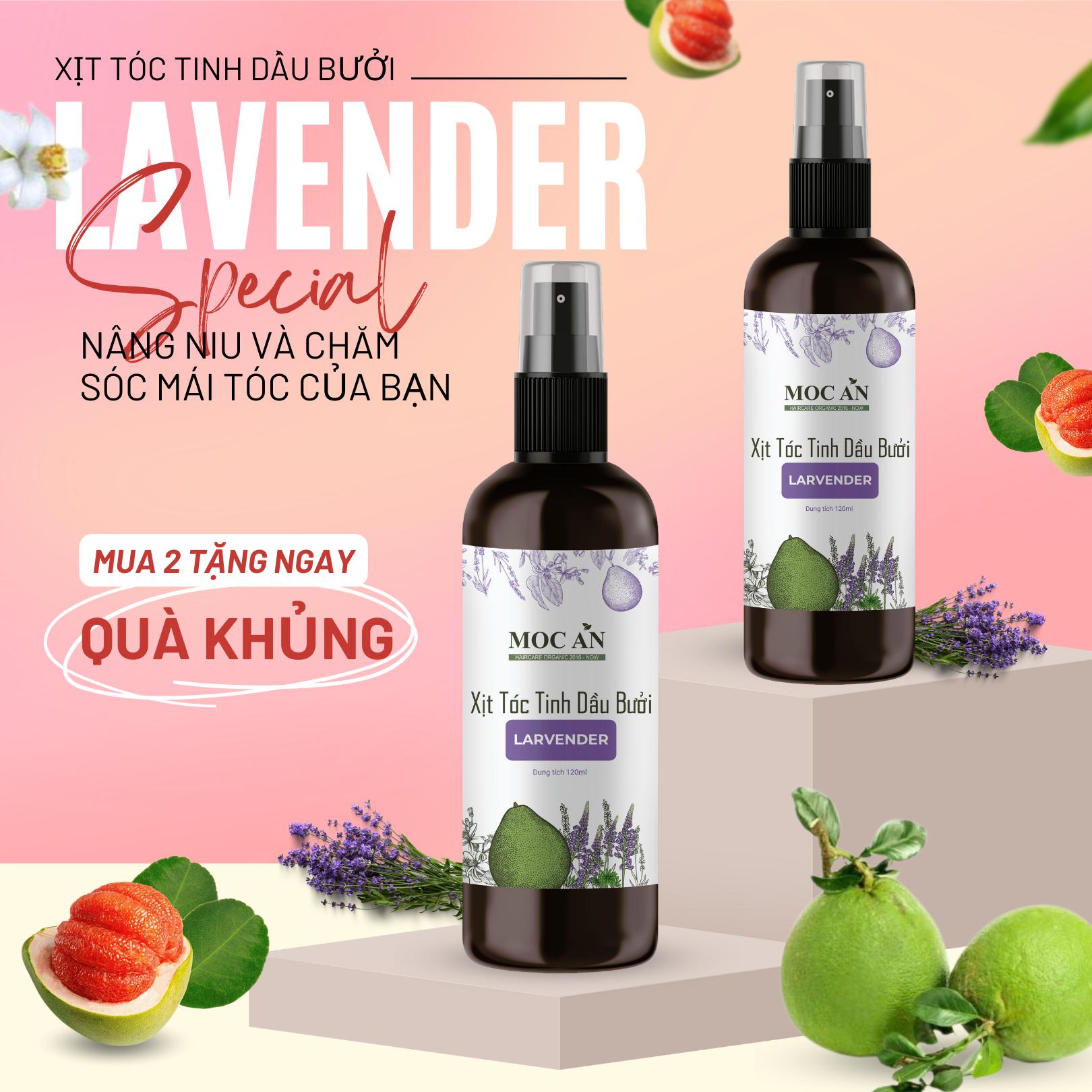 Xịt Kích Mọc Tóc Tinh Dầu Bưởi Oải Hương ( Lavender ) 120ml Mộc Ân Haircare hỗ trợ giảm rụng, giảm khô tăng độ mềm mại cho tóc