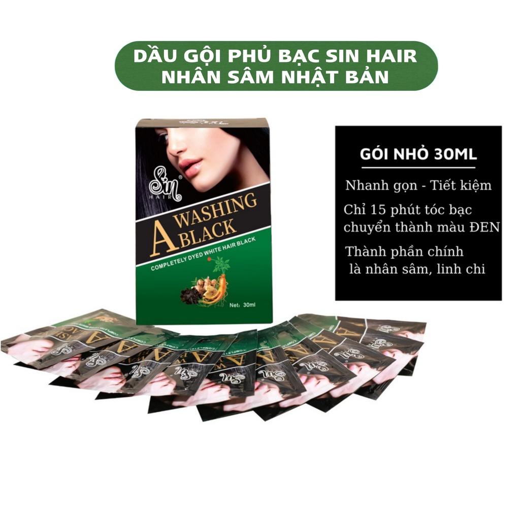 Dầu gội phủ bạc sin hair gói dùng thử phủ đen nâu tóc tự nhiên nhân sâm