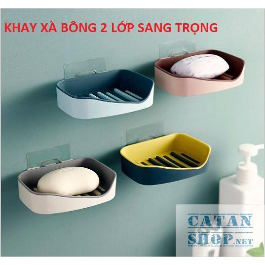 Khay để xà bông, hộp đựng xà phòng 2 Lớp sang trọng không lo bị đọng nước trong khay GD295
