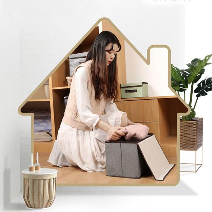 SALEcombo 2 hộp túi vải đựng đồ thùng đựng quần áo đồ lót đồ chơi đa năng bằng vải cứng,có nắp không cần tủ