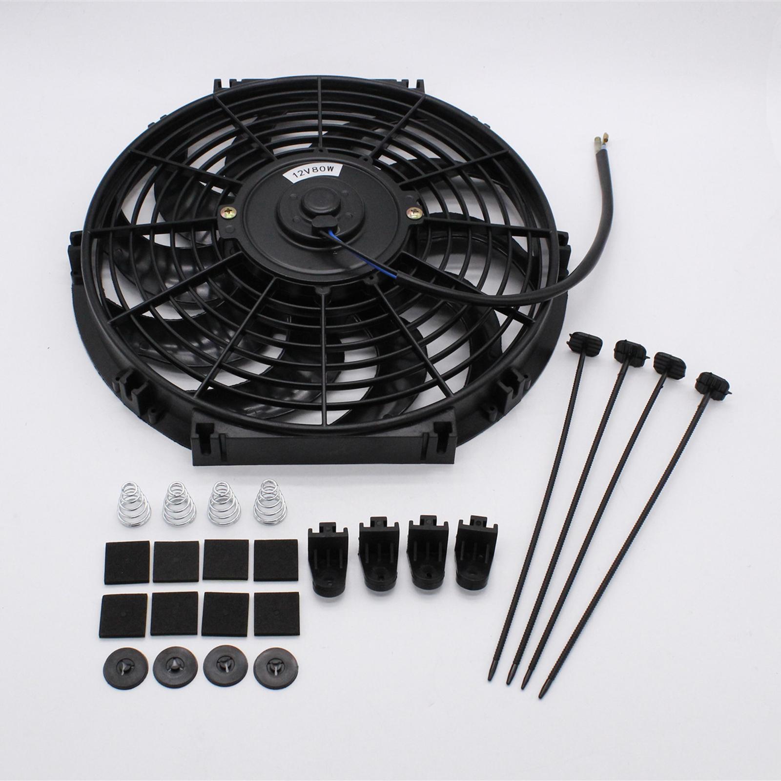 Electric Cooling Fan 12inch Push Performance 12V 80W Easy Installation Mount for Pickup Truck