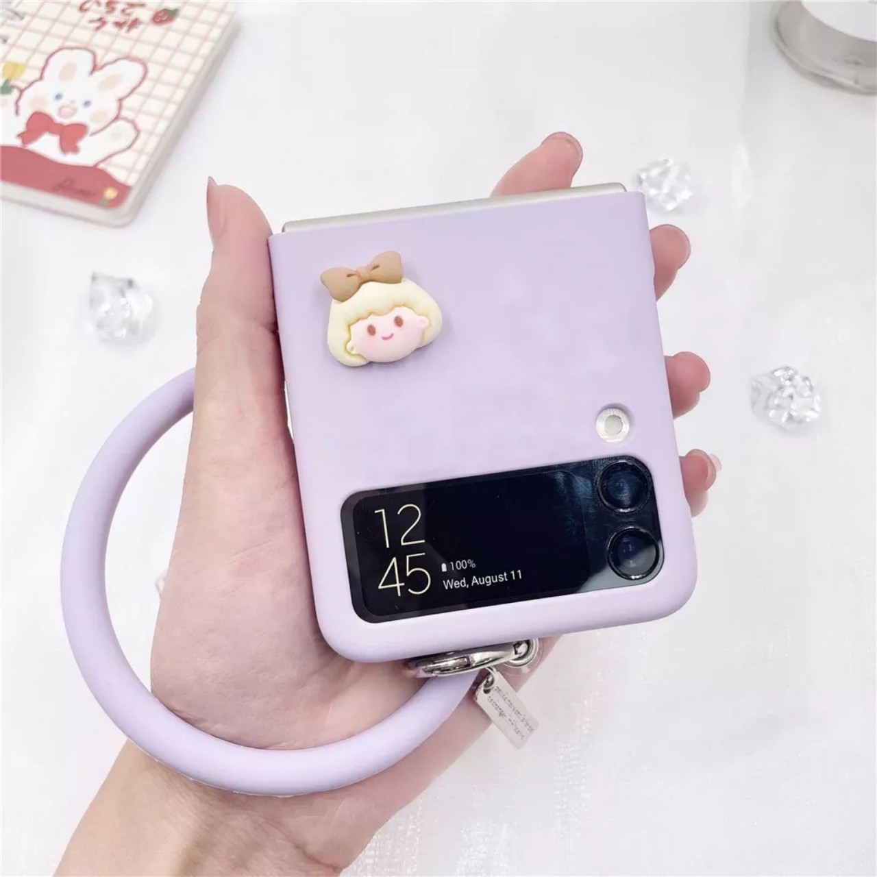 Ốp lưng cho samsung Zflip4 -Zflip5 - Zflip3 -Z flip4 - Z flip3 - Z flip5 - Z flip 4 tím dễ thương