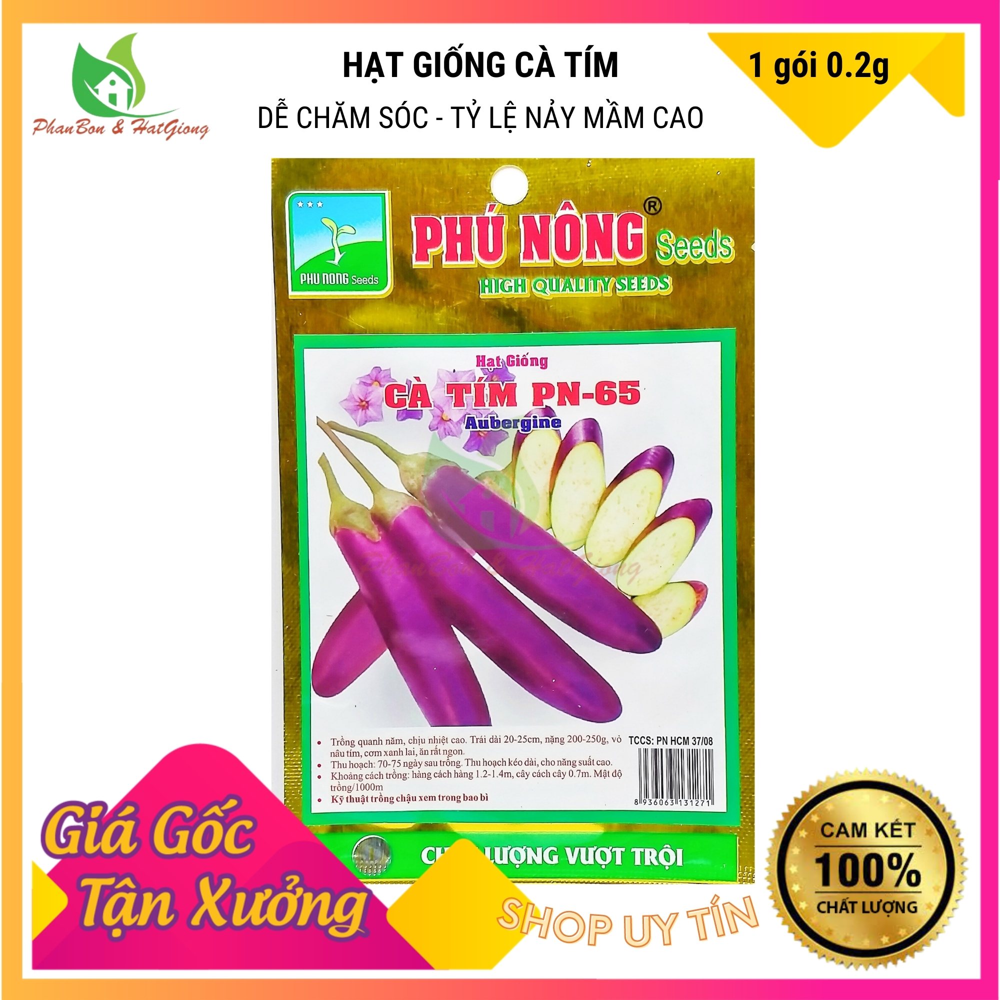 Hạt Giống Cà Tím Dài Cao Sản 0,2Gr Siêu Trái - Phú Nông Seeds - Shop Phân Bón và Hạt Giống