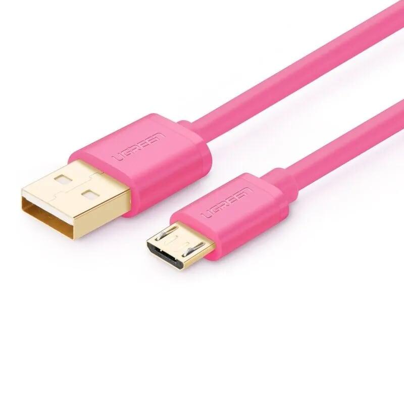 Ugreen UG10858US125TK 1M Màu Hồng Cáp sạc USB 2.0 sang Micro USB - HÀNG CHÍNH HÃNG