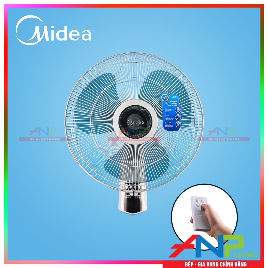 Quạt Treo Tường 3 Cánh, Midea FW40-7JR (Công Suất 55W - 3 Cấp Gió, Có Điều Khiển Từ Xa ) - Hàng Chính Hãng