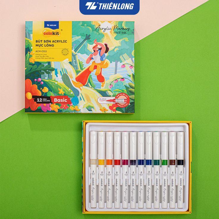 Hộp 12 Bút Sơn Mực Lỏng Thiên Long Acrylic Markers ACM-C011