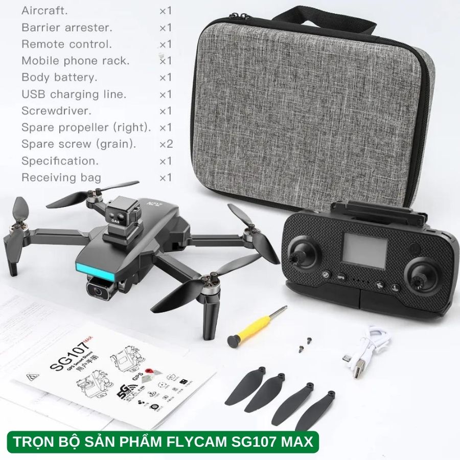 Flycam ZLL SG107 MAX - Thiết bị bay trang bị động cơ không chổi than kết hợp cảm biến tránh vật cản, bay đến 20 phút - Hàng nhập khẩu