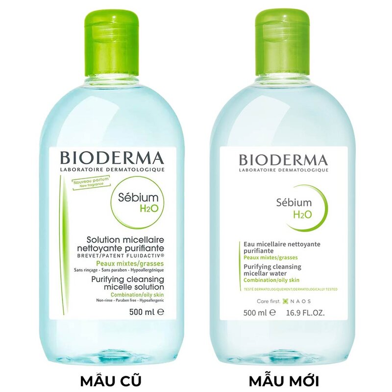 Nước Tẩy Trang Cho Da Dầu Mụn BIODERMA Sébium H2O 500ml + Tặng 3 gói sữa rửa mặt thải độc Super Vegitoks Cleanser 3ml