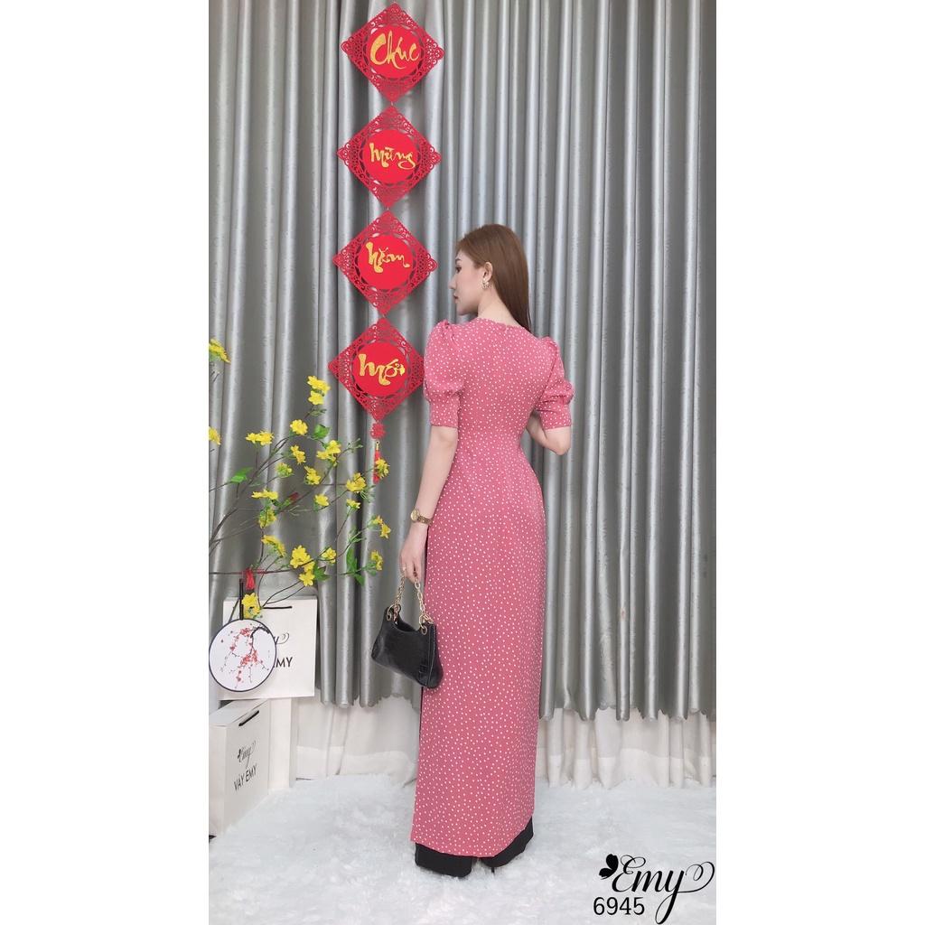 EMY EM6945 Áo Dài Chấm Bi Hồng