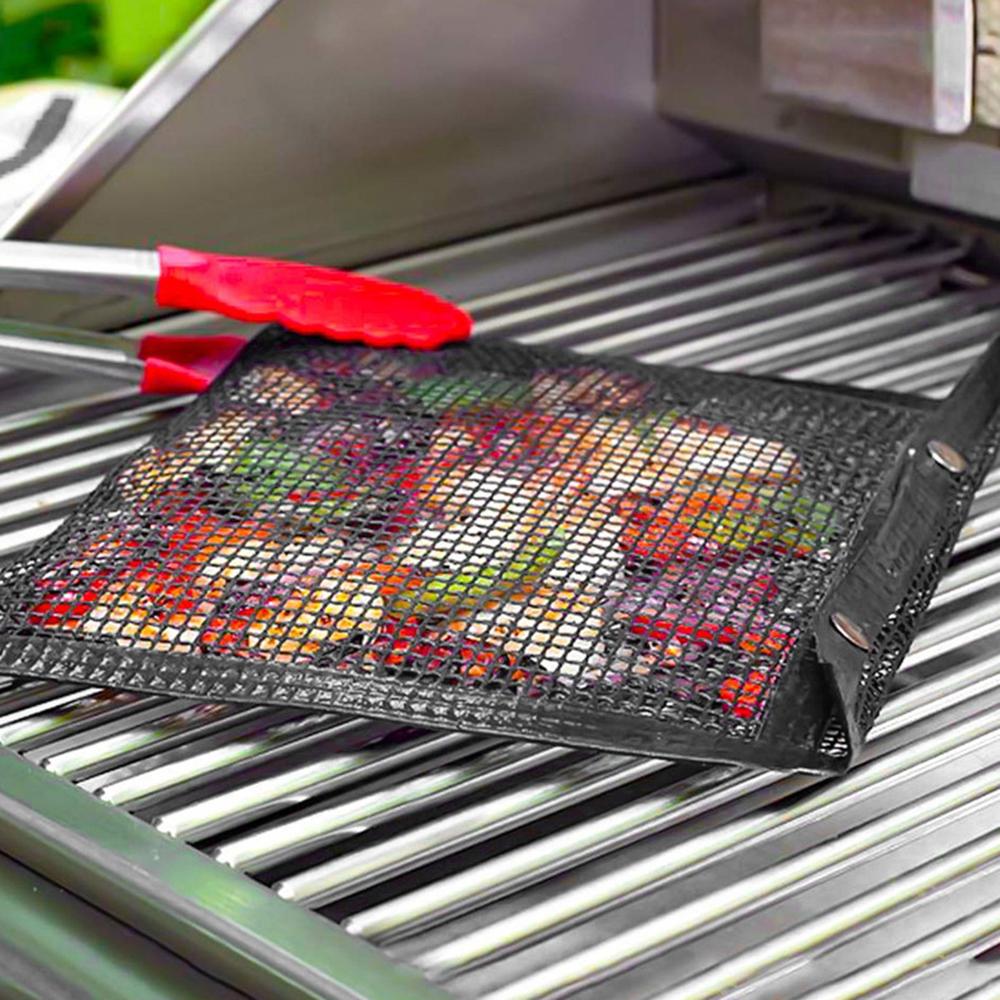 Set 2 Túi Lưới Nướng Bbq Không Dính Có Thể Tái Sử Dụng Kèm 2 Cọ Quét Bbq Tiện Dụng Phù Hợp Cắm Trại Dã Ngoại