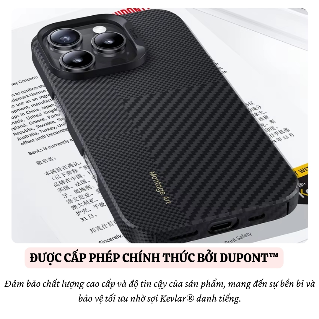 Ốp Lưng Carbon siêu mỏng cho iPhone 16 Pro iP 16 Pro Max hiệu Benks Montage ArmorAir Aurora Chất Liệu Kevlar 600D - hỗ trợ sạc từ tính Bền Bỉ - Hàng nhập khẩu