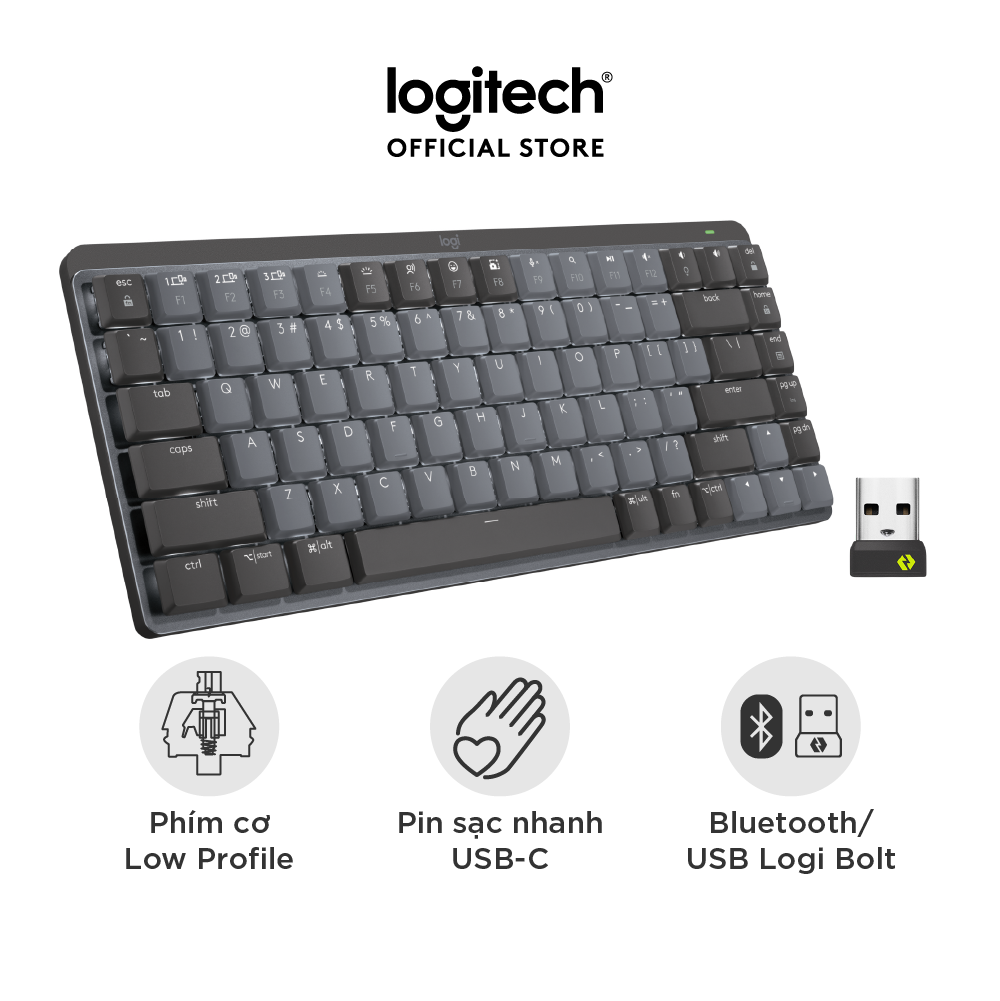 Bàn phím cơ không dây Logitech MX Mechanical Mini – Tactile, chiếu ...